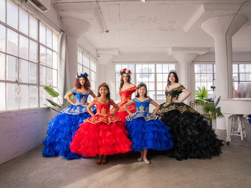 Girls Ruffled Charro Off-Shoulder Gown by Calla SCK313