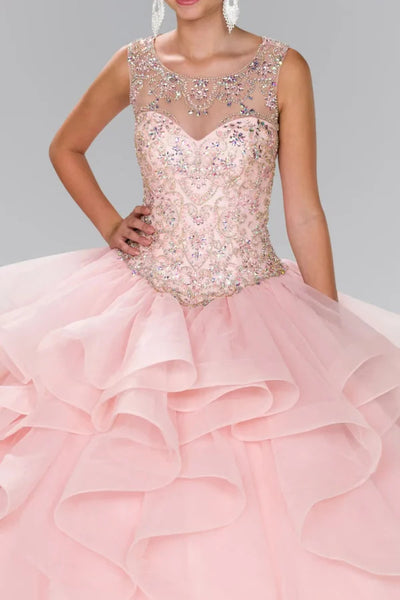 Beaded Illusion Ballgown with Bolero by Elizabeth K GL2378