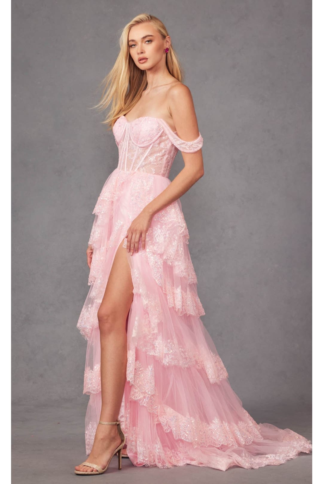 Draped Off-Shoulder Prom Gown by Juliet JT2467K - Dress