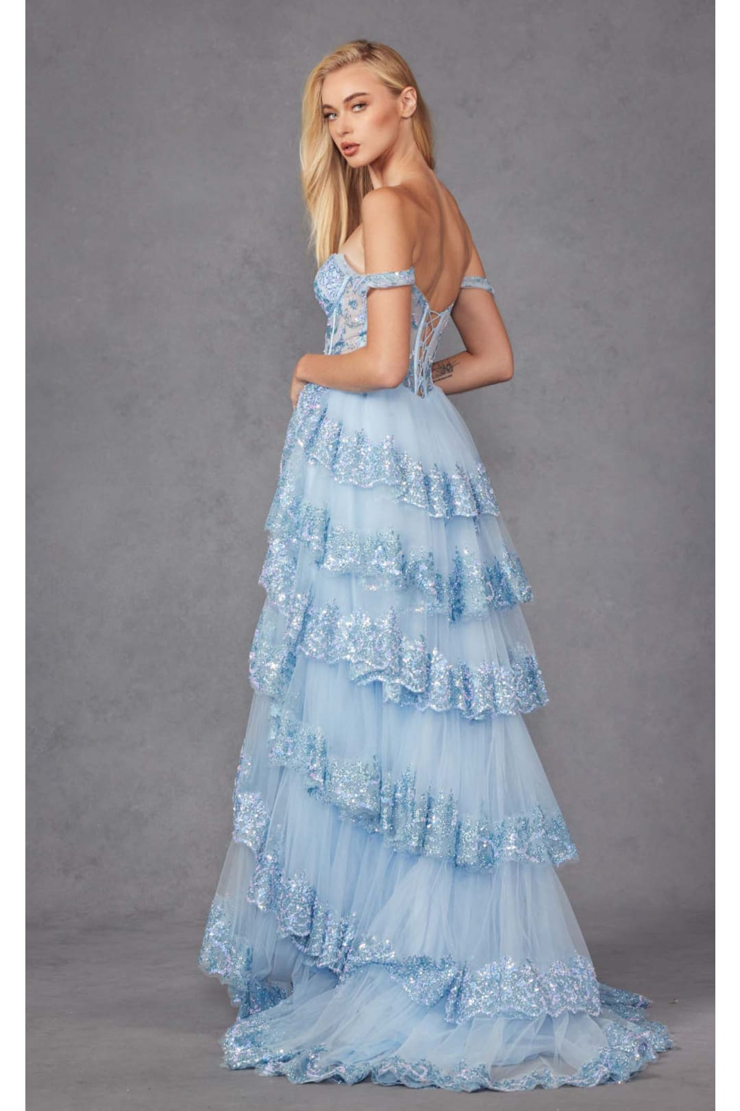 Draped Off-Shoulder Prom Gown by Juliet JT2467K - Dress
