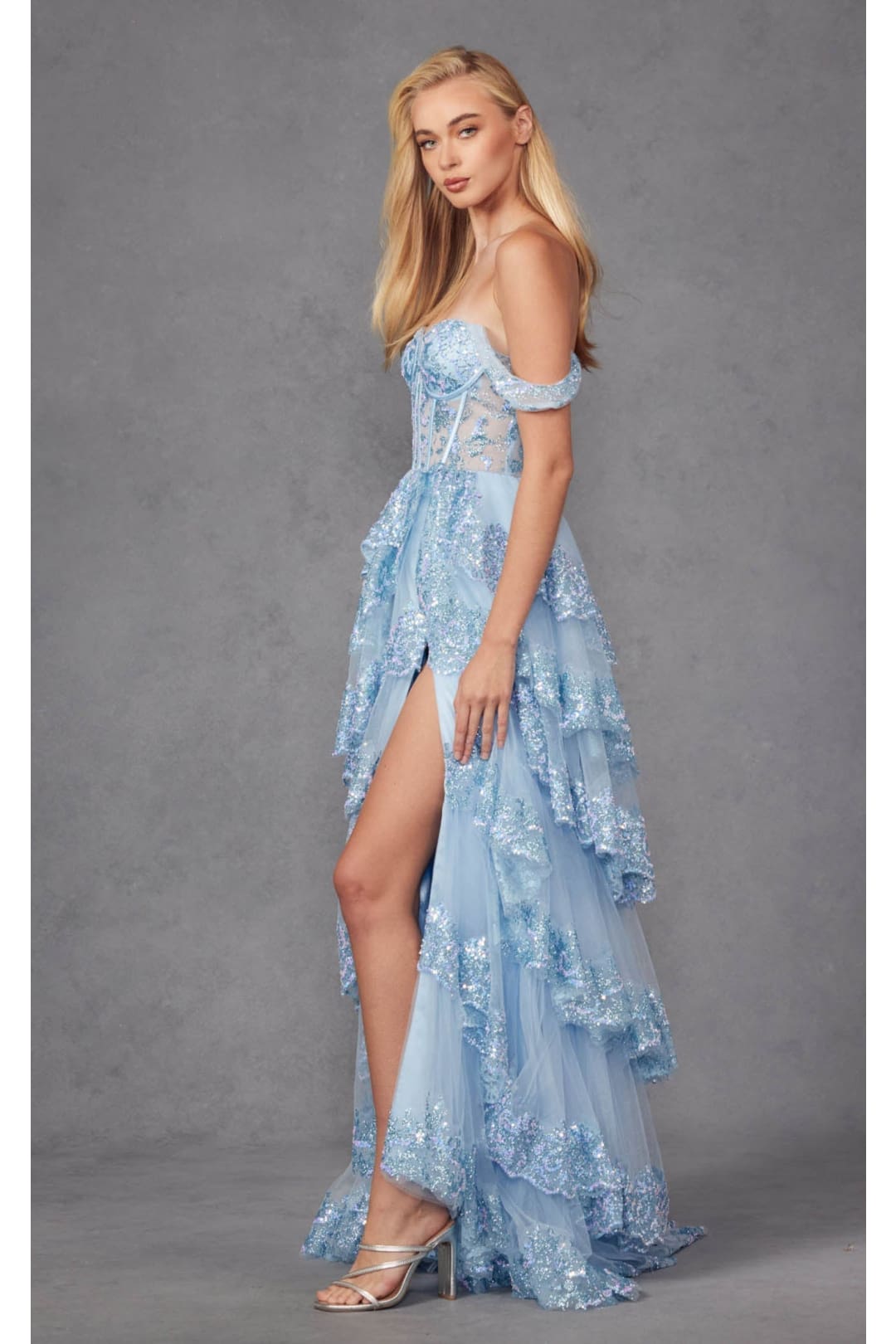 Draped Off-Shoulder Prom Gown by Juliet JT2467K - Dress