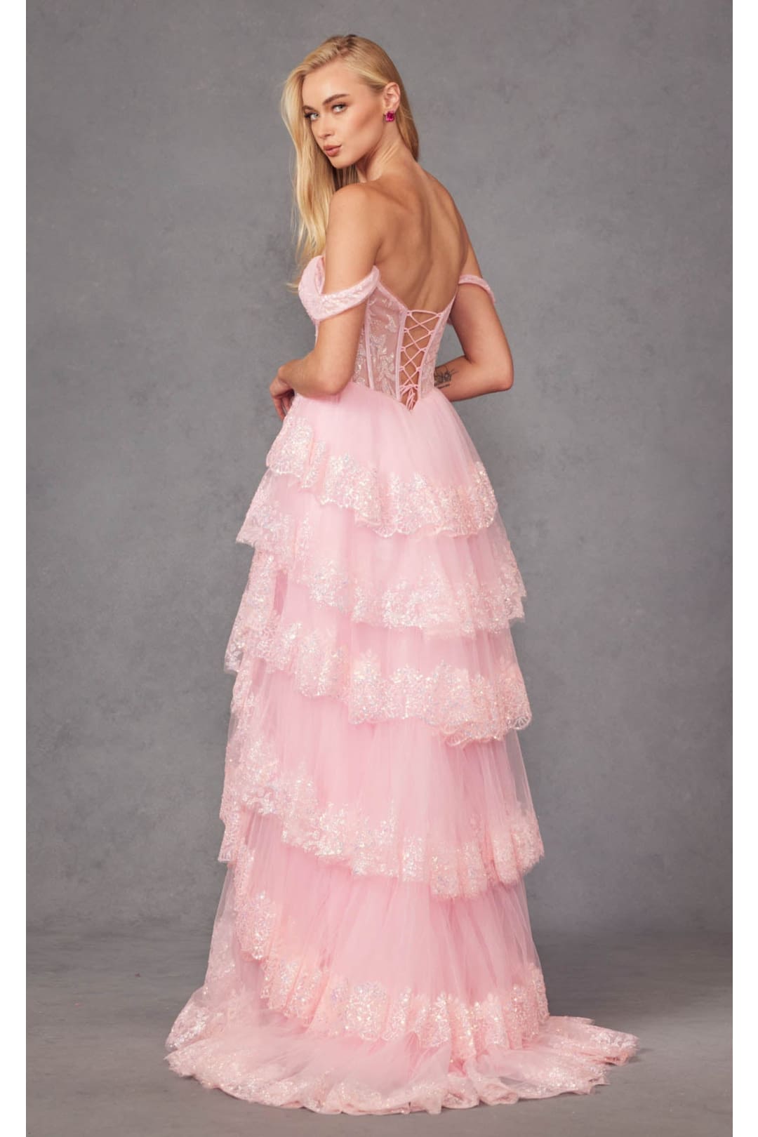Draped Off-Shoulder Prom Gown by Juliet JT2467K - Dress