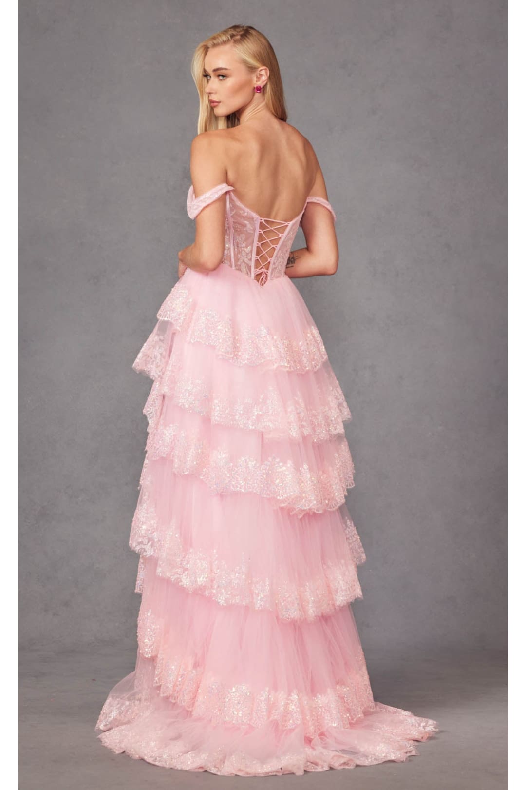 Draped Off-Shoulder Prom Gown by Juliet JT2467K - Dress