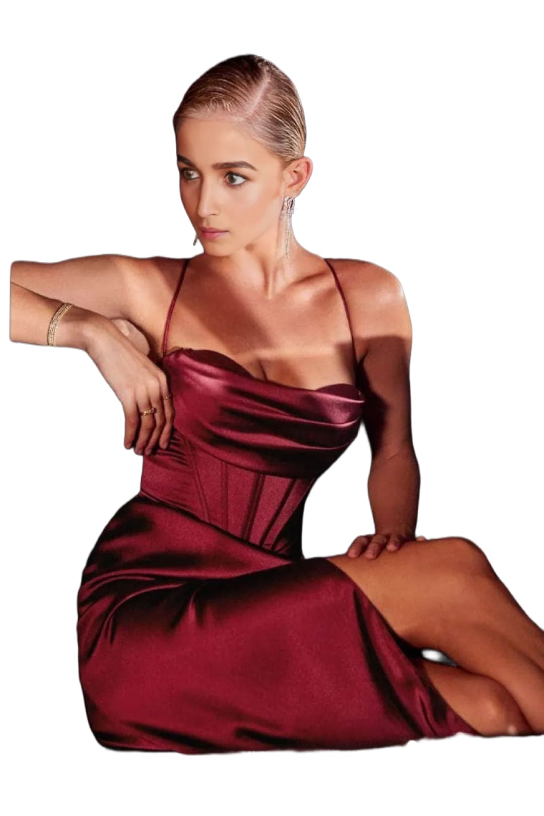 Draped Sweetheart Neck Prom Dress 2025 Elegant Formal Gown - Burgundy / 2 - Prom