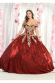 Plus Size Ball Gown in Burgundy/Gold | Formal Quinceanera Dress by LK155