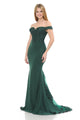 Vestido de sirena con hombros descubiertos, encaje bordado y cola transparente de Lenovia 8134