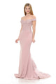Vestido de sirena con hombros descubiertos, encaje bordado y cola transparente de Lenovia 8134