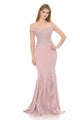 Vestido formal de sirena con hombros descubiertos, bordado con cuentas y falda de malla con godets de Lenovia 8137