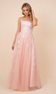 Narianna-Lace-Up Tulle Long Prom Ball Gown with Embroidery