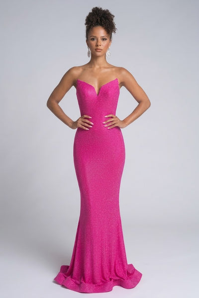 Portia and Scarlett PS26010 Pointed Bodice Prom Dress with Detachable Sleeves