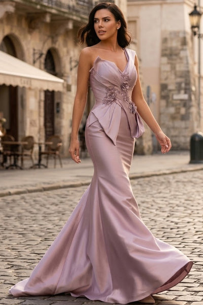 Terani Couture 2011M2160 Formal Prom Floral Applique Long Evening Stretch Mikado Dress