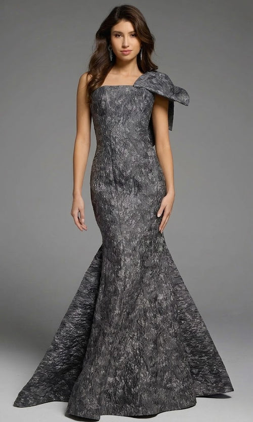 Jovani 41130 - One Shoulder Bow Mermaid Gown
