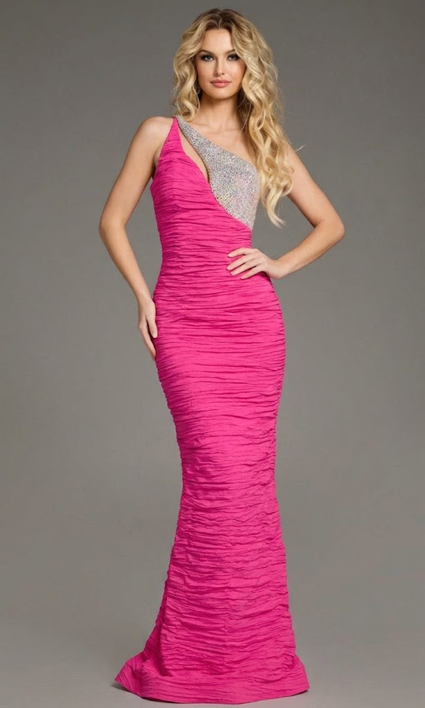 Jovani 37267 - Sleek One Shoulder Ruched Evening Gown