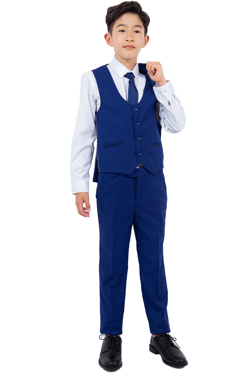 Boys Suit Perry Ellis Vested Boy's Wedding Suit in Royal Blue