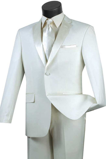 Esmoquin ajustado de dos botones para hombre en color marfil