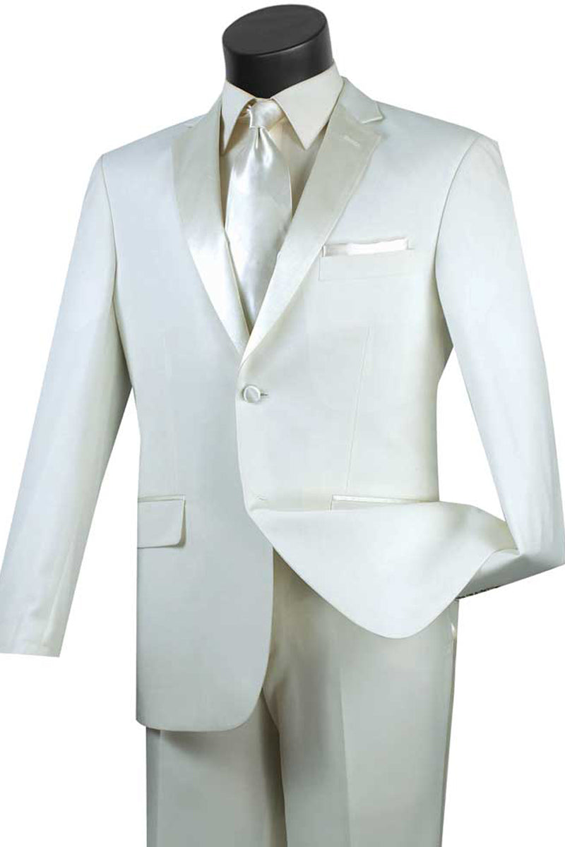 Esmoquin ajustado de dos botones para hombre en color marfil