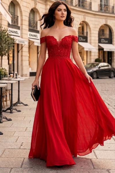 Navy Blue Bridesmaid Dresses-Inexpensive Chiffon Off Shoulder MQ1714