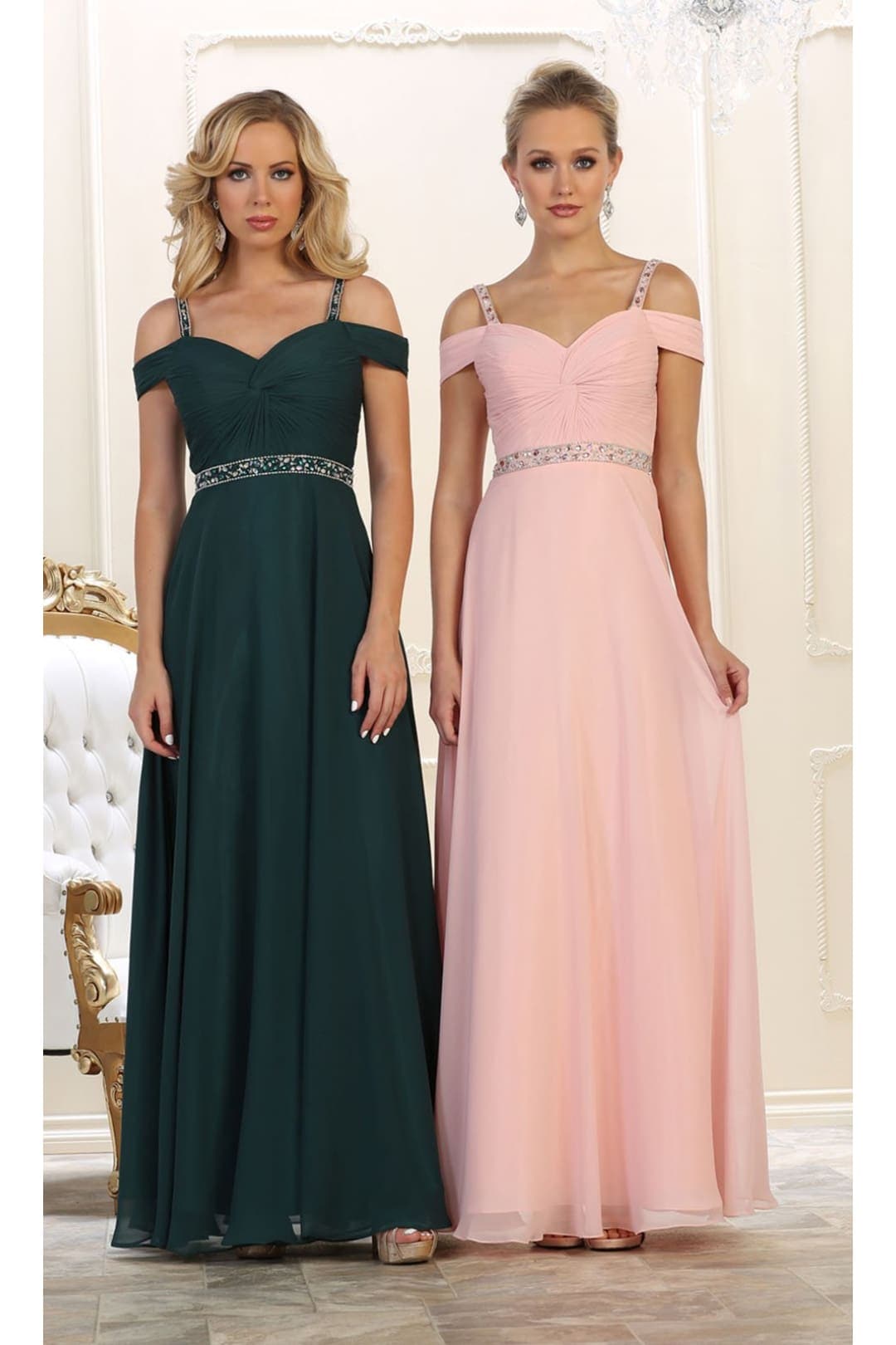 Elegant Bridesmaids Long Dress - BLUSH / 4