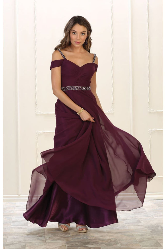 Elegant Bridesmaids Long Dress - EGGPLANT / 4