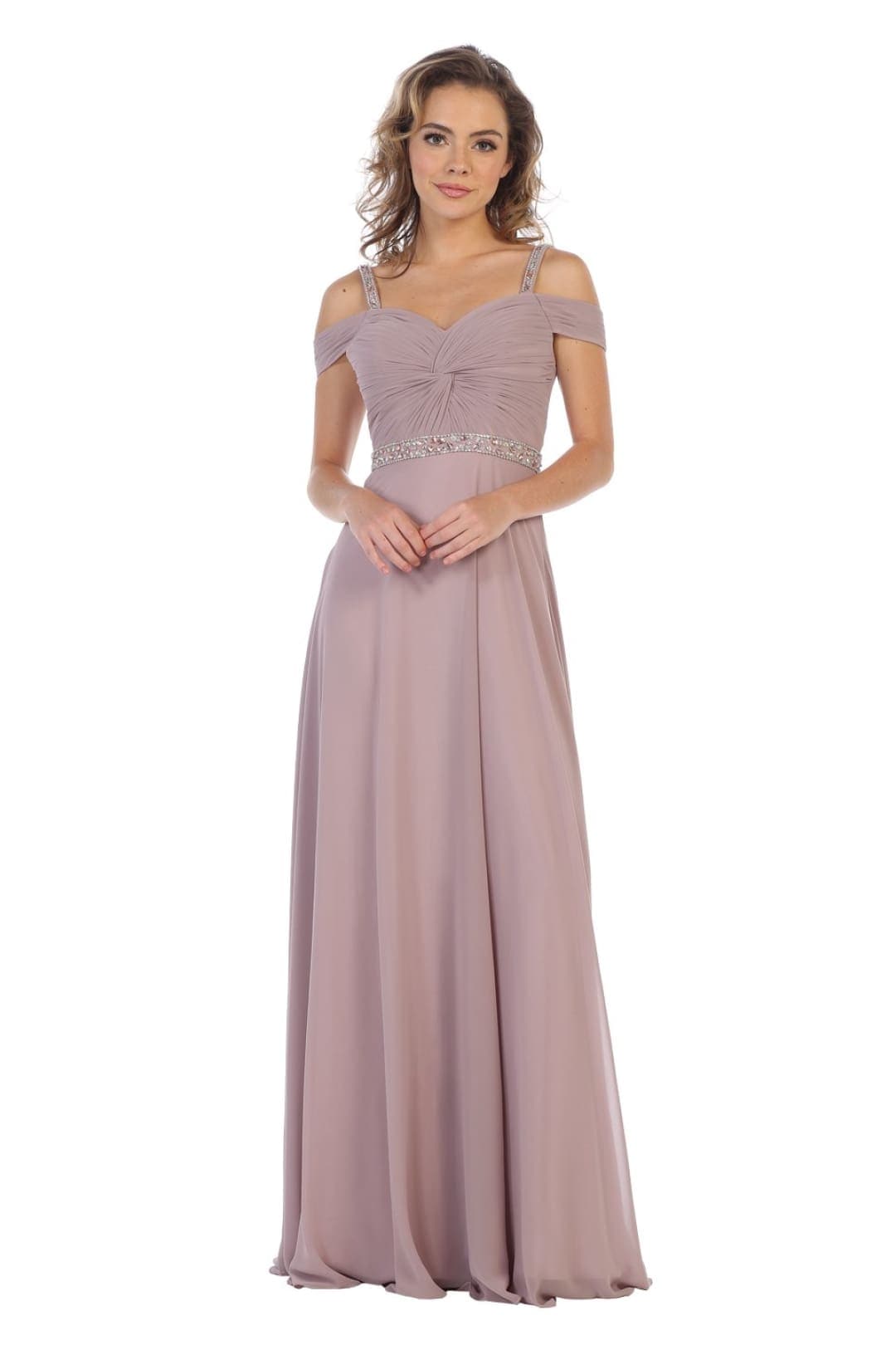 Elegant Bridesmaids Long Dress - MAUVE / 4