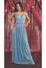 Elegant Bridesmaids Shiny Gown - DUSTY BLUE / 4