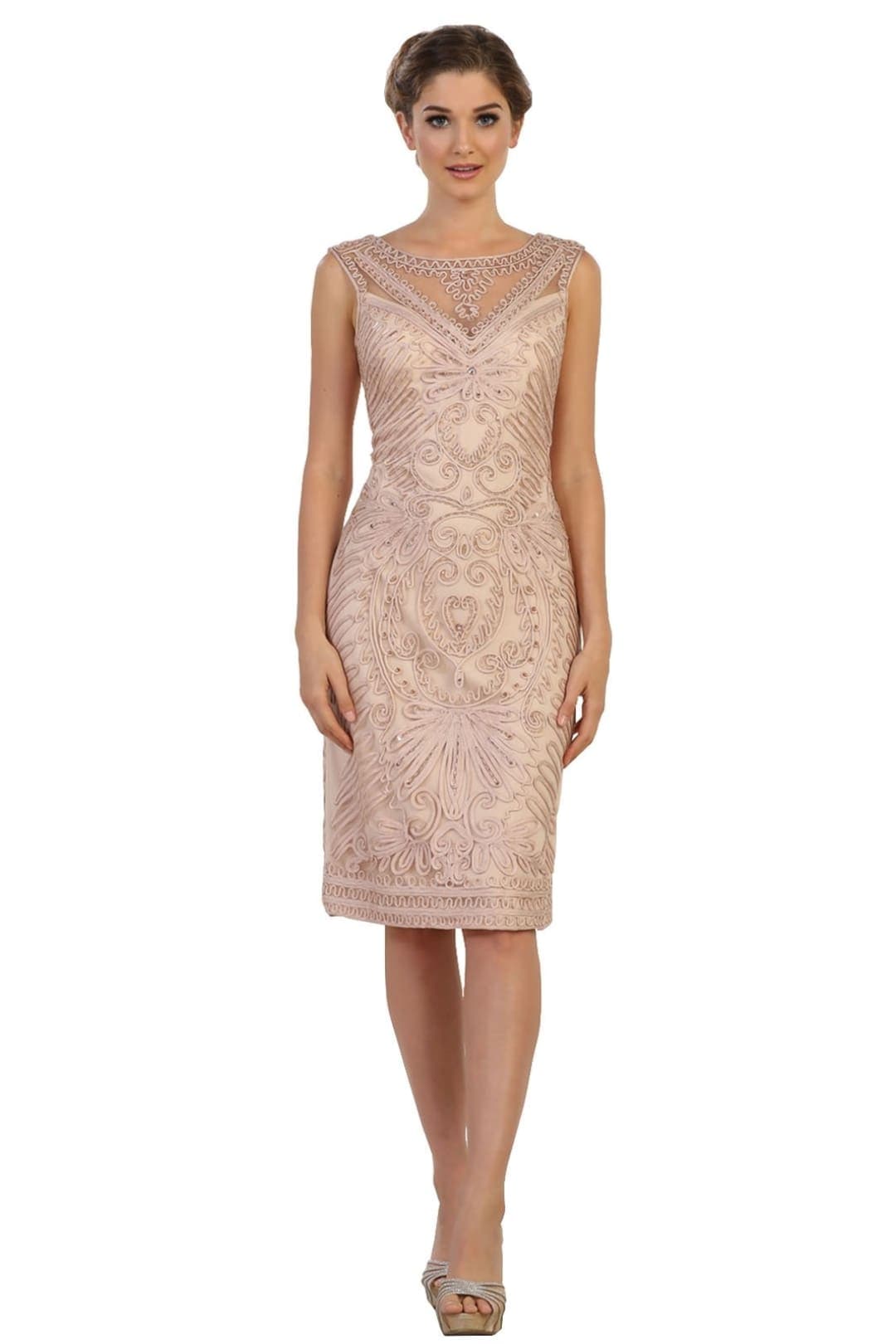 Elegant Cocktail Dress - Champagne / XL