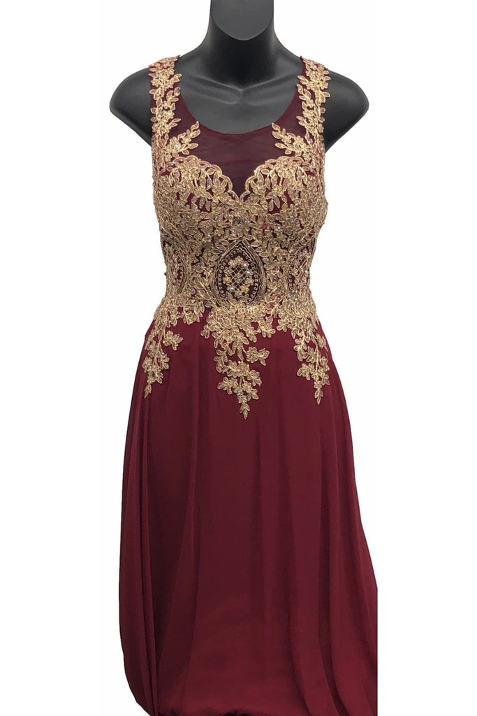 Elegant Engagement Gown - Burgundy / 6