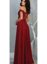 May Queen MQ1714 Bridesmaid Dresses in Chiffon Off Shoulder Plus Size