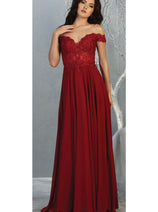 May Queen MQ1714 Bridesmaid Dresses in Chiffon Off Shoulder Plus Size