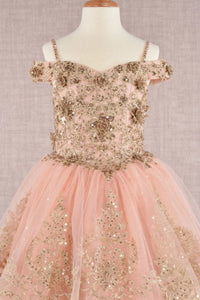 Elizabeth K GK101 Embellished Glitter A-Line Kids Dress