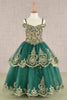 Elizabeth K GK101 Embellished Glitter A-Line Kids Dress - HUNTER GREEN / 2
