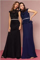 High Neck Cap Sleeve Peplum Long Dress- GL1421