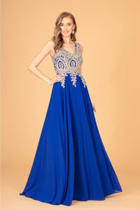 Elizabeth K GL3028 A- line Chiffon Dress - ROYAL BLUE / XS