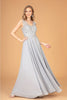 Elizabeth K GL3028 A- line Chiffon Dress - SILVER / XS