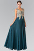 Elizabeth K GL3028 A- line Chiffon Dress - TEAL / XS