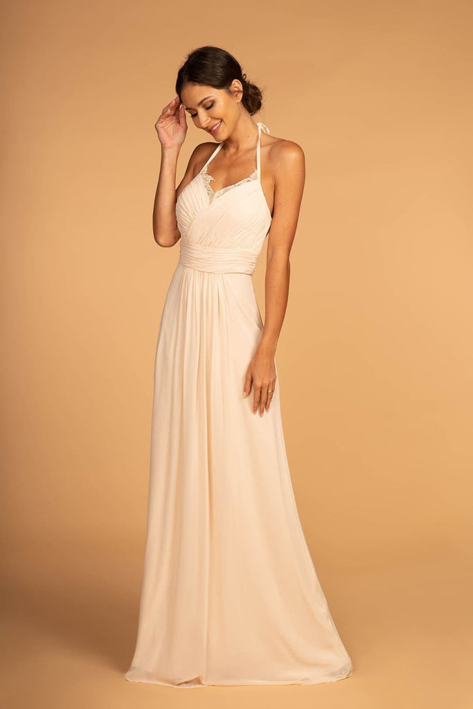 Simple Bridesmaids Long Dress - CHAMPAGNE / XS