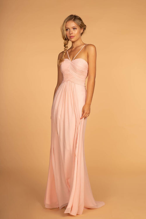 Halter Bridesmaids Simple Dress - BLUSH / XS