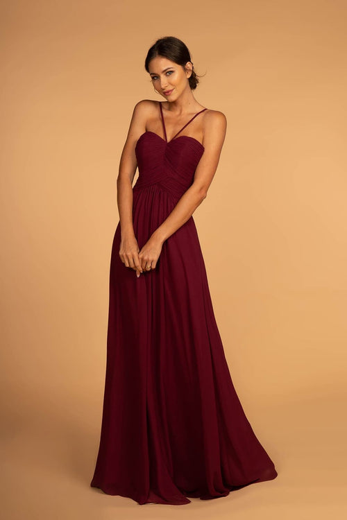 Halter Bridesmaids Simple Dress - WINE / XS