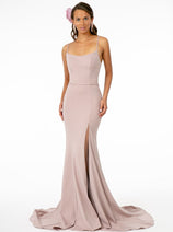 Elizabeth K GL2670 Simple Long Slit Mermaid Mauve Formal Evening Dress