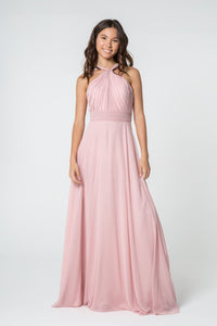 Bridesmaids Long Simple Gown - DUSTY ROSE / S