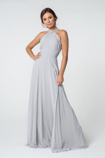Bridesmaids Long Simple Gown - SILVER / XS
