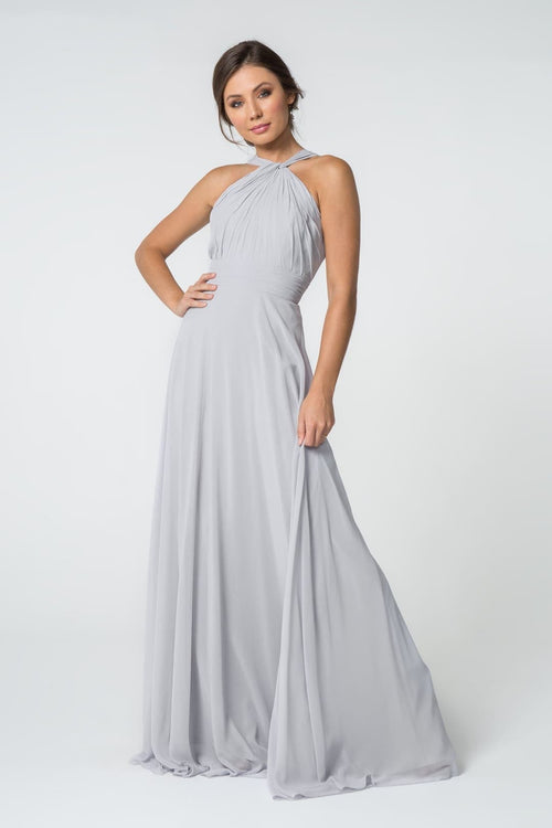 Bridesmaids Long Simple Gown - SILVER / XS