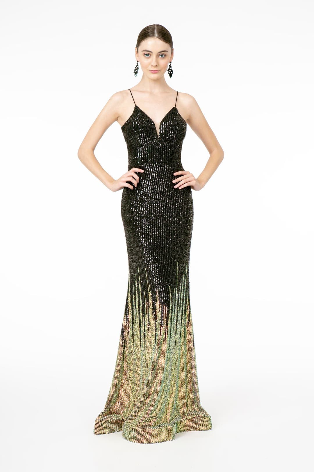 sequin ombre dress Elizabeth K GL2899 Sequin Ombre Long Dress