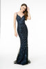 Elizabeth K GL2917 Spaghetti Straps Mermaid Dress - NAVY / XS