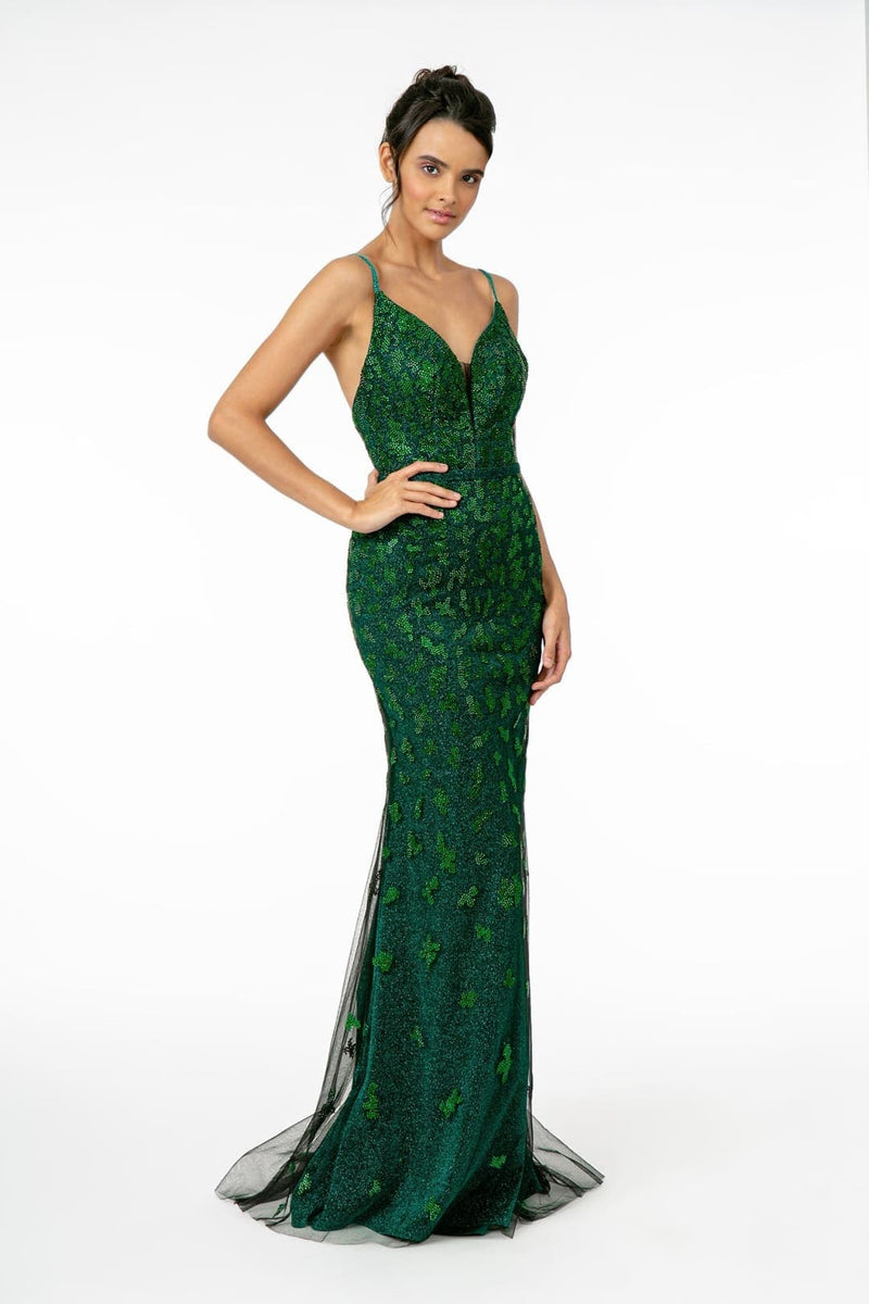Elizabeth K GL2917 Spaghetti Straps Mermaid Dress - GREEN / XS