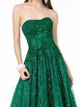 Elizabeth K GL2921  Mesh A-Line Pageant Gown