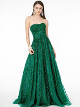 Elizabeth K GL2921  Mesh A-Line Pageant Gown