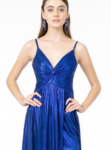 Elizabeth K GL2927 Spaghetti Straps Glossy A-Line Evening Gown