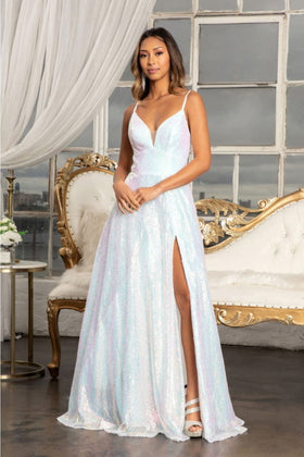 White Sequined Formal Dress by Elizabeth KGL3028