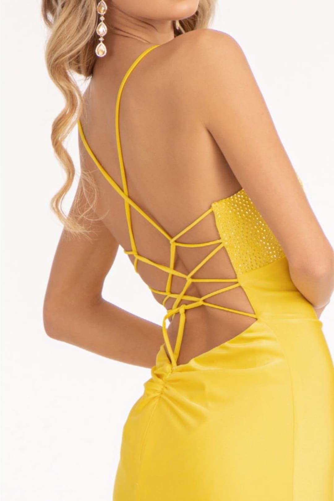 Elizabeth K GL3035Y Strappy Stretchy Mermaid Yellow Prom Dress - Dress